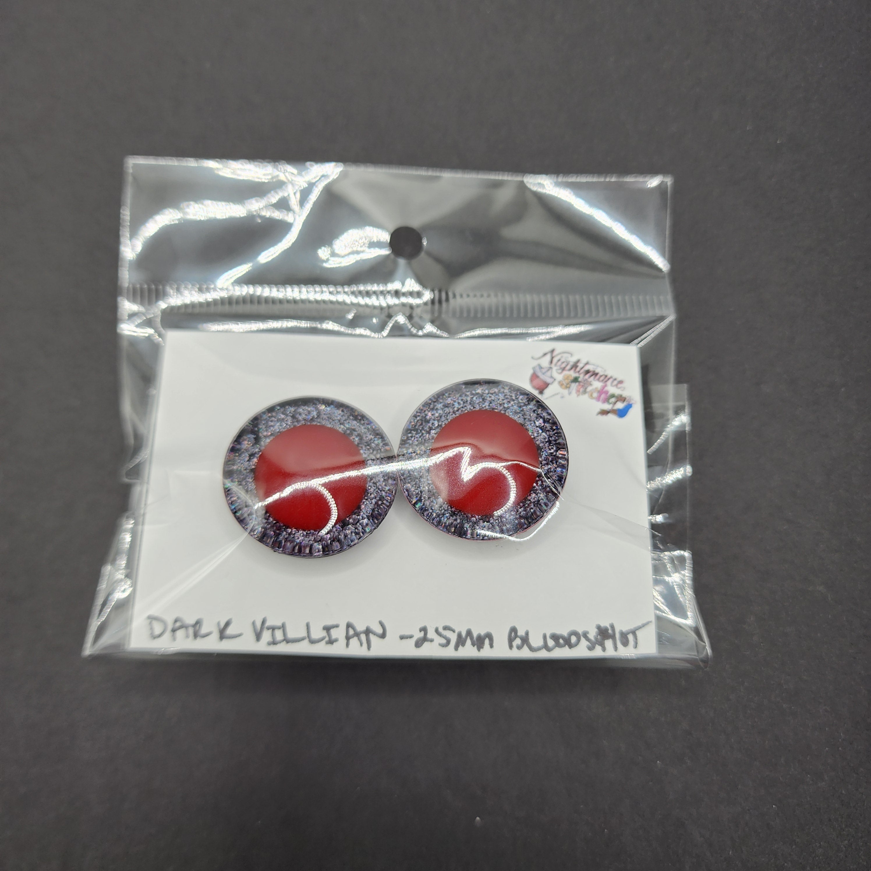 Dark Villain Sinker Safety Eyes - 25mm Bloodshot Center Pupil