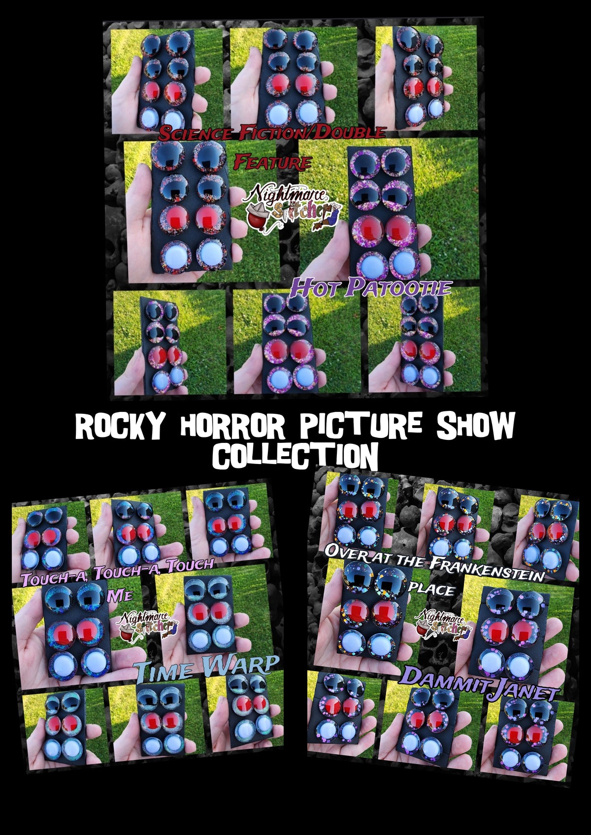 Rocky Horror Picture Show Collection Sinker Safety Eyes - Multi Size, Color, and Eye Type