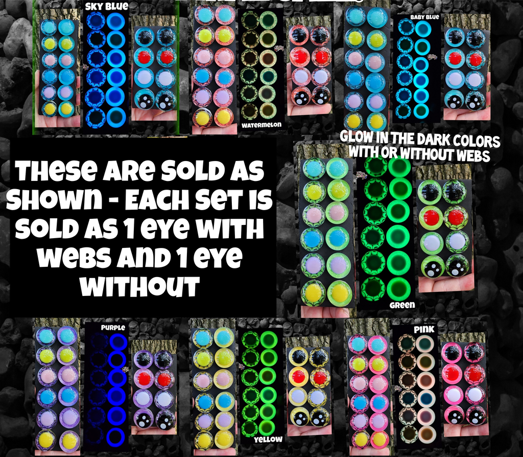 25mm Mismatched Glow in the Dark Sinker Safety Eyes - Multi Eye Type